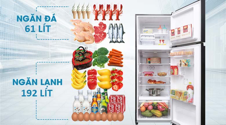 Dung tích 253 lít - Tủ lạnh Toshiba Inverter 253 lít GR-B31VU SK Dung tích 253 lít - Tủ lạnh Toshiba Inverter 253 lít GR-B31VU SK