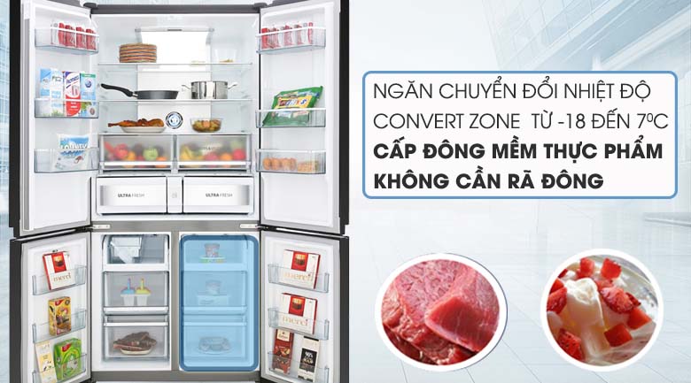 Ngăn chuyển đổi linh hoạt Convert Zone và cấp đông mềm -3 độ C bảo quản thực phẩm tươi sống không cần rã đông - Tủ lạnh Toshiba Inverter 622 lít GR-RF646WE-PGV(24) Mẫu 2019 Ngăn chuyển đổi linh hoạt Convert Zone và cấp đông mềm -3 độ C bảo quản thực phẩm tươi sống không cần rã đông - Tủ lạnh Toshiba Inverter 622 lít GR-RF646WE-PGV(24) Mẫu 2019